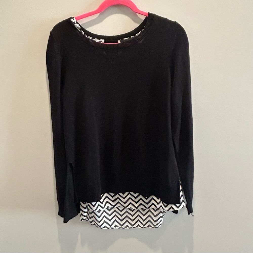 Black Sweater with Chevron Pattern Size Medium